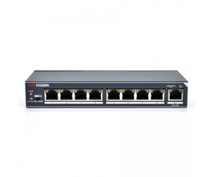 Комутатор Hikvision DS-3E0309-E 8 портів 100Мбіт + 1 порт Ethernet (UP-Link) 1000Мбіт, блок піт 12V 1A в комплекті,