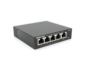 Комутатор POE 48V Mercury S105P 48V 5 портів Ethernet 10/100 Мбіт / сек, БП в комплекті, BOX Q200