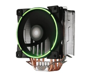 Кулер для процесора GameMax Gamma 500 Green, алюміній/мідь, 1x125 мм Green LED, PWM, для Intel 1200/115x/775, AMD