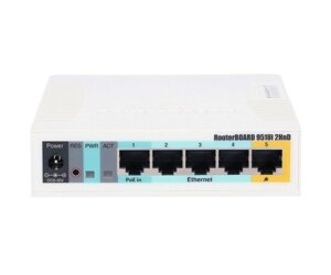 Маршрутизатор Mikrotik RB951Ui-2HnD, N300, 600MHz/128Mb, 5х100Мбіт, 1хUSB, 1000mW, PoE in, PoE out,