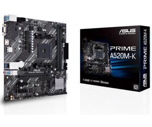 Мат. плата AM4 (A520) asus PRIME A520M-K, A520, 2xddr4, int. video (CPU), 4xsata3, 1xm. 2, 1xpci-E 16x 3.0, 2xpci-E 1x