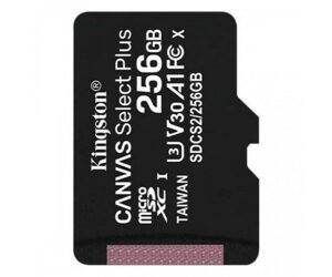 MicroSDXC (UHS-1) Kingston Canvas Select Plus 256Gb class 10 А1 (R-100MB/s)