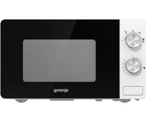 Мікрохвильова піч Gorenje MO20E1W, White, 800W, 20 л, звичайна (соло), 5 рівнів потужності, поворотні перемикачі