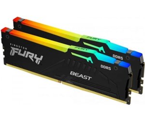 Модуль пам`яті DDR5 2x8GB/5600 kingston fury beast RGB black (KF556C36BBEAK2-16)