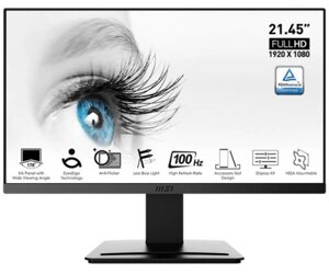 Монітор 21.45 MSI PRO MP223, black, WLED, VA, 1920x1080 (16:9), 1 мс, 100 гц, 250 кд/м²3000:1, 178°178°VGA/HDMI,