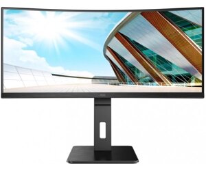 Монітор TFT 34 AOC CU34P2a, 3440x1440, VA, 100гц, вигнутий, DP, HDMI x 2, USB, колонки, чорний