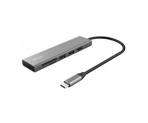 Мультипортовий адаптер Trust Halyx Fast USB-C Hub & Card reader Aluminium (24191)