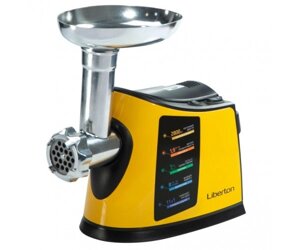 М'ясорубка Liberton LMG-28BST, Yellow, 2800W, продуктивність 1.9 кг/хв, 3 диски з отворами 3/5/7мм, барабани для терки