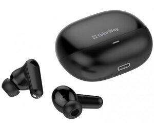 Навушники бездротові ColorWay Earbuds TWS 1, Black, Bluetooth 5.3, мікрофон, динаміки 13 мм, сенсорне керування, кейс