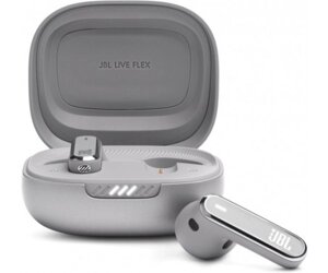 Навушники JBL Live Flex, Silver, Bluetooth, мікрофон, чохол з функцією зарядки, технологія JBL Deep Bass Sound