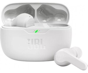 Навушники JBL Wave Beam, White, Bluetooth, мікрофон, чохол з функцією зарядки, технологія JBL Deep Bass Sound