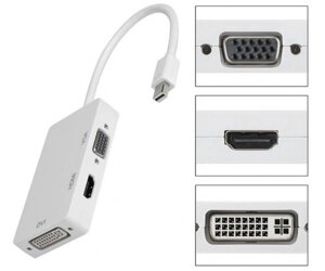 Перехідник mini displayport M > HDMI/VGA/DVI (24+5), FHD 1080p