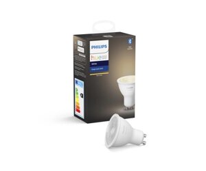 Philips Hue Лампа розумна GU10, 5.2W (57Вт), 2700K, White, ZigBee, Bluetooth, димування