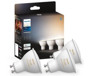 Philips Hue Лампа розумна GU10, 5W (50Вт), 2200K-6500K, Tunable white, ZigBee, Bluetooth, димування, 3шт