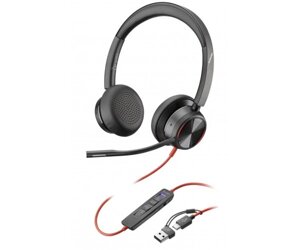 Poly Гарнітура комп'ютерна стерео On-ear Blackwire 8225-M, USB-A, USB-C, односпрямований, ANC, Acoustic Fence,