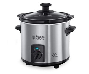 Russell Hobbs Повільноварка Compact Home, 145Вт, чаша-2л, механічне керування, знімна кришка, нерж. сталь, сірий