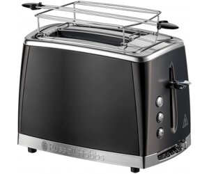 Russell Hobbs Тостер Matte Black 2 Slice, 1550Вт, нержавіюча сталь, підігрів, розморозка, чорний