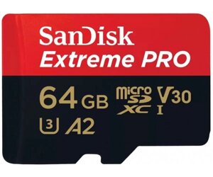 Sandisk карта пам'яті microsd 64GB C10 UHS-I U3 R200/W90MB/s extreme pro V30 + SD