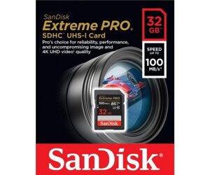 Sandisk карта пам'яті SD 32GB C10 UHS-I U3 R100/W90MB/s extreme pro V30