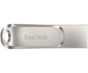 SanDisk Накопичувач 64GB USB 3.1 Type-A + Type-C Dual Drive Luxe Срібний