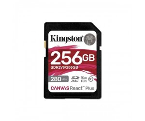 SDXC (UHS-II U3) kingston canvas react plus 256gb class 10 V60 (R280MB/s, W150MB/s)