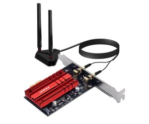 Мережева карта PCI-E x1, Fenvi FV-AXE3000Pro, WiFi 6E (до 2400 Mbps), Bluetooth 5.3, Intel AX210, радіатор, 2 зовнішні