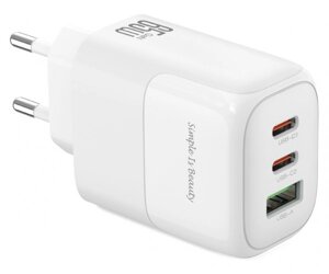 Мережевий зардний пристрій XO L139 - 65W PD dual USB-C & 18W QC USB-A white (6974565)