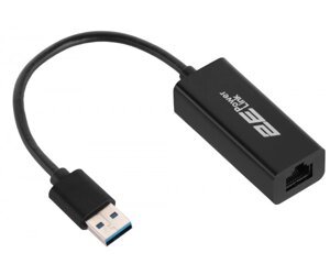 Мережевий адаптер USB 3.0 - Ethernet, 10/100/1000 Мбіт/сек, 2E U2085, Black, чіпсет RTL8153 (2E-U2085)