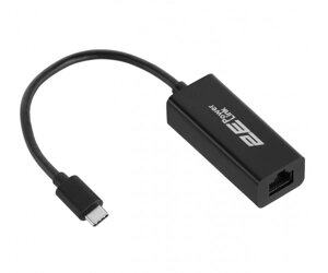 Мережевий адаптер USB Type-C - Ethernet, 10/100/1000 Мбіт/сек, 2E U2085T, Black, чіпсет RTL8153 (2E-U2085T)