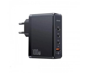 Мережевий зарядний пристрій Usams US-CC163 T50 100W 4 Ports ACCC GaN Fast Charger (EU) Black