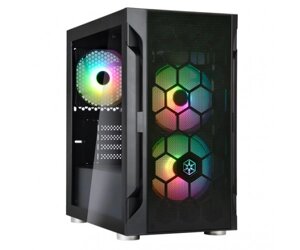 Silverstone корпус FARA FAH1mb-PRO, без бж, 1xusb3.0, 2xusb2.0, 3x120mm ARGB fan, TG side panel, matx, black