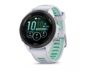 Смарт-годинник Garmin Forerunner 265S білий корпус з чорним безелем та білим силіконовим ремінцем