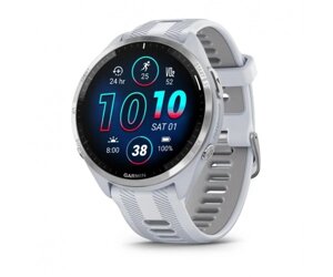 Смарт-годинник Garmin Forerunner 965 білий корпус з титановим безелем з білим силіконовим ремінцем