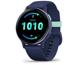 Смарт-годинник Garmin Vivoactive 5 з сланцевим алюмінієвим безелем кольору синій металік з темно-синім корпусом та