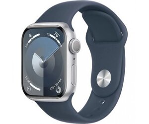 Смарт-годинник Apple Watch Series 9 GPS 41mm Silver Aluminum Case w. Storm Blue S. Band - S/M (MR903)