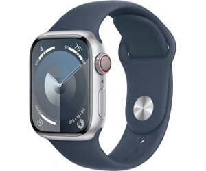 Смарт-годинник Apple Watch Series 9 GPS + Cellular 41mm Silver Alu. Case w. Storm Blue S. Band - S/M (MRHV3)