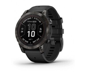 Смарт-годинник Garmin Fenix 7 Pro Sapphire Solar Carbon Gray DLC Titanium with Black Silicone (010-02777-54)