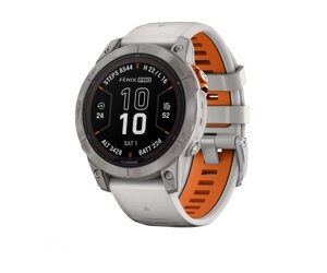 Смарт-годинник Garmin Fenix 7 Pro Sapphire Solar Titanium w. Fog Gray/Ember O. Band (010-02777-20/21)