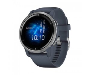 Смарт-годинник Garmin Venu 2 Silver Bezel with Granite Blue Case and Silicone Band (010-02430-10/00)