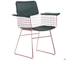 Стілець із підлокітниками Art Metal Furniture Mino, rose gold, emerald (545688)