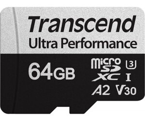 Transcend microsdxc 340S[карта пам'яті microsd 64GB C10 UHS-I U3 A2 R160/W80MB/s + SD]