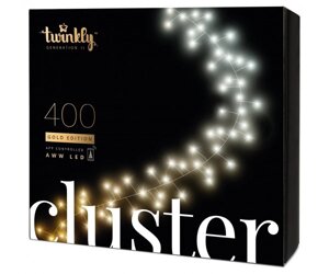 Twinkly Smart LED Гірлянда Twinkly Cluster AWW, 400, Gen II, IP44, довжина 6м, кабель чорний