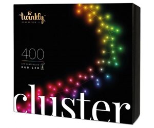 Twinkly Smart LED Гірлянда Twinkly Cluster RGB, 400, Gen II, IP44 кабель чорний