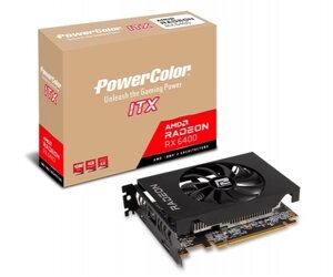 Відеокарта AMD radeon RX 6400 4GB GDDR6 ITX powercolor (AXRX 6400 4GBD6-DH)