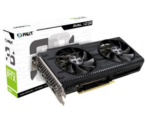 Відеокарта GeForce RTX 3060, Palit, Dual (Limited Hash Rate), 12Gb GDDR6, 192-bit, HDMI/3xDP, 1777/15000 MHz, 8-pin