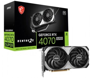 Відеокарта geforce RTX 4070 SUPER, MSI, ventus 2X OC, 12gb GDDR6x, 192-bit, HDMI/3xdp, 2520/21000 mhz, 16-pin (RTX 4070