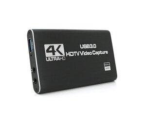 Зовнішня карта відеозахоплення 4К HDMI-USB 3.0, для захоплення та запису відео з екрана комп'ютера+ мікрофонний вхід та