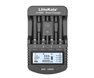 Зарядний пристрій LiitoKala Lii-ND4, 4x (NiMH/NiCd) + 1*9V (крона), discharge function, display