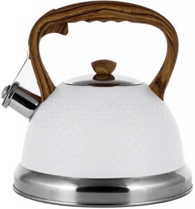 Чайник Kamille Whistling Kettle White 2.7л з нержавіючої сталі зі свистком