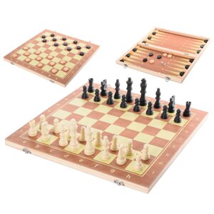 Дерев'яні шахи 3в1 "Chess" QP002 шашки та нарди, в коробці 39,5х20 см